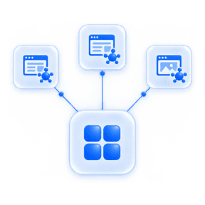 Several client businesses, each with its own agent, run under one login